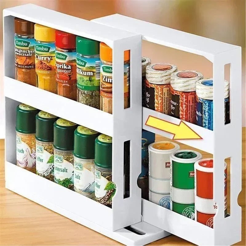 Multi-Function 2 Tier Rotating Spice Storage Rack