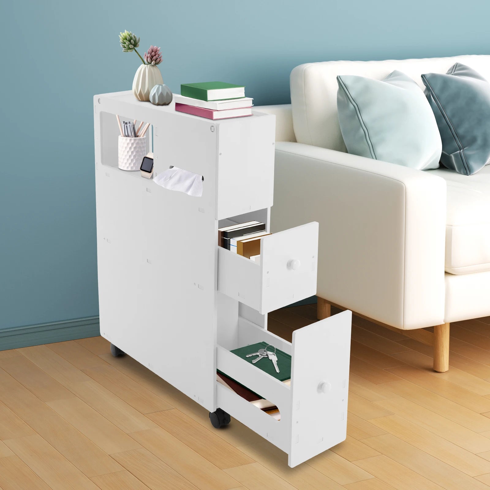 Narrow Floor Storage Cabinet 50kg Load-bearing Capacity