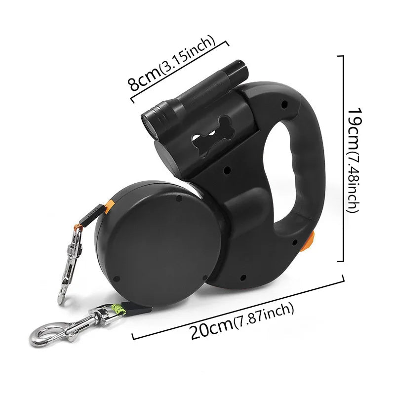 3in1 Double Head Automatic Retractable Dog Leash