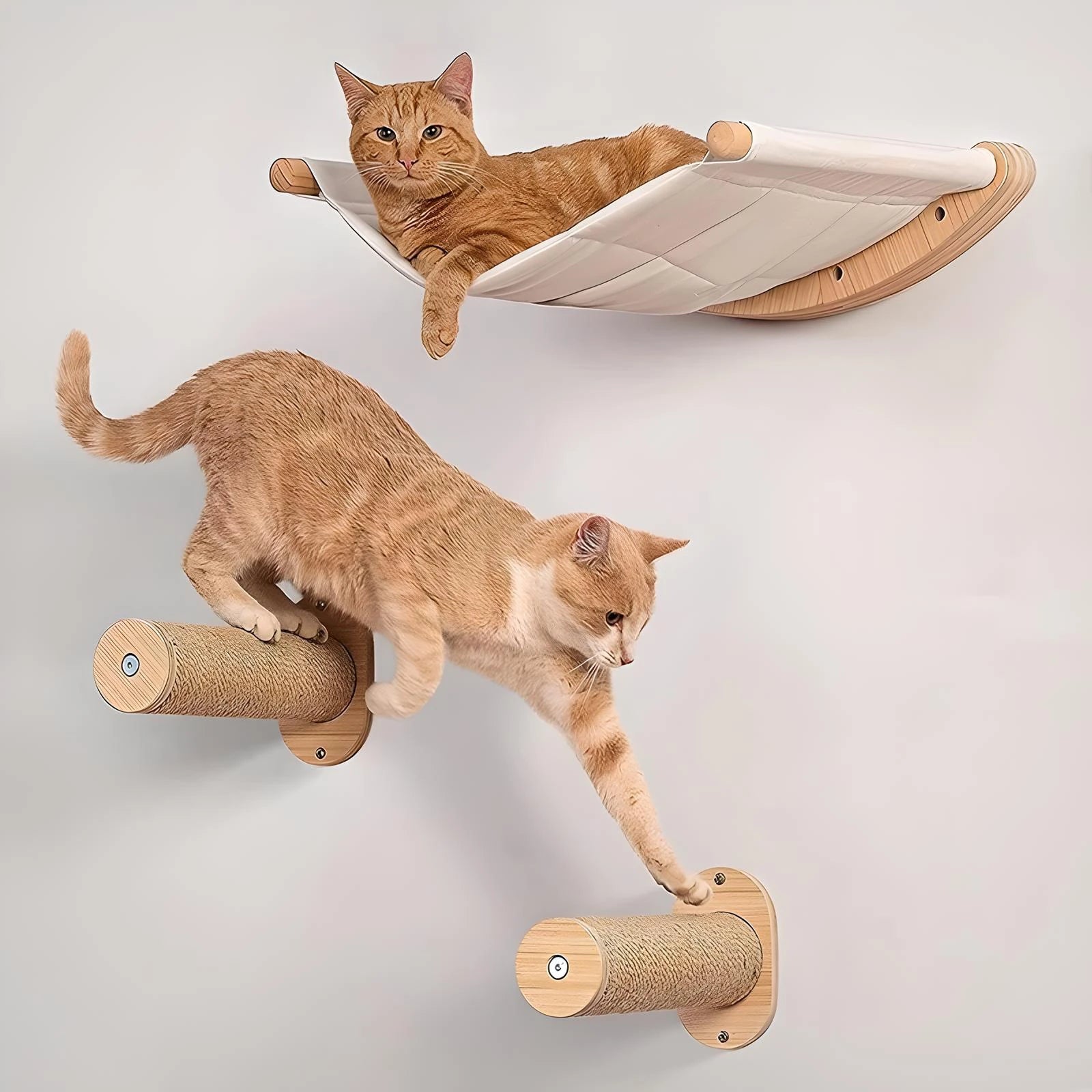 Cat Hammock Wall Mounted Cat Shelf With Two Steps