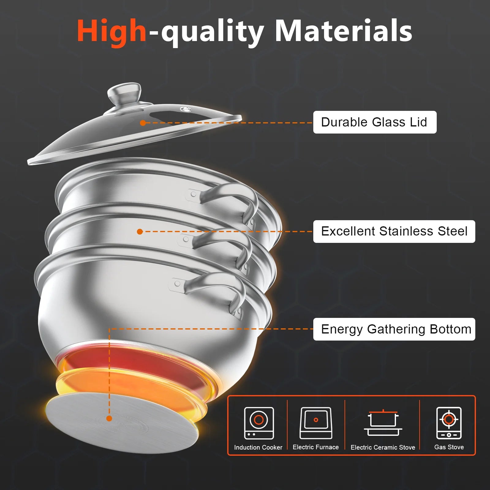 28CM Multi-Function 3 Tier Cook Food Veg Pot