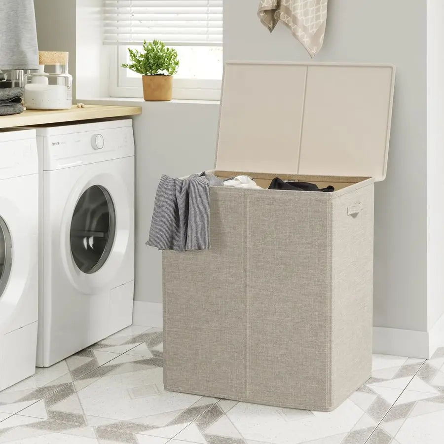 Double Laundry Hamper with Lid and Removable Laundry Bags
