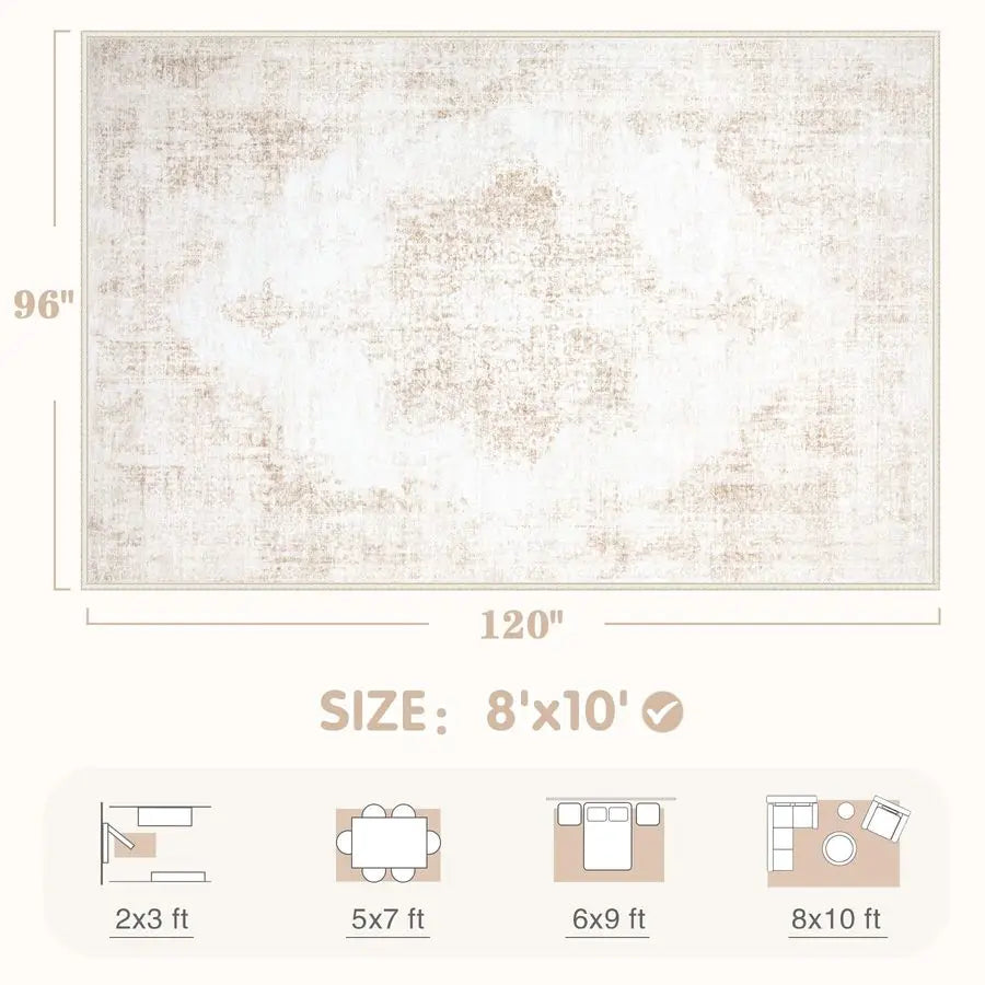 8x10 Washable Vintage Rug