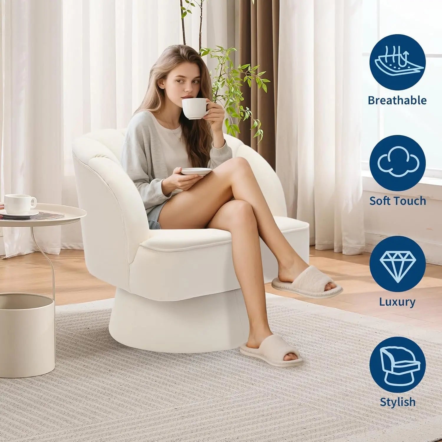360° Swivel Barrel Accent Chair