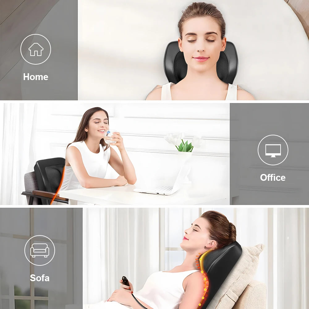 3D Heated-Kneading Massage Pillow