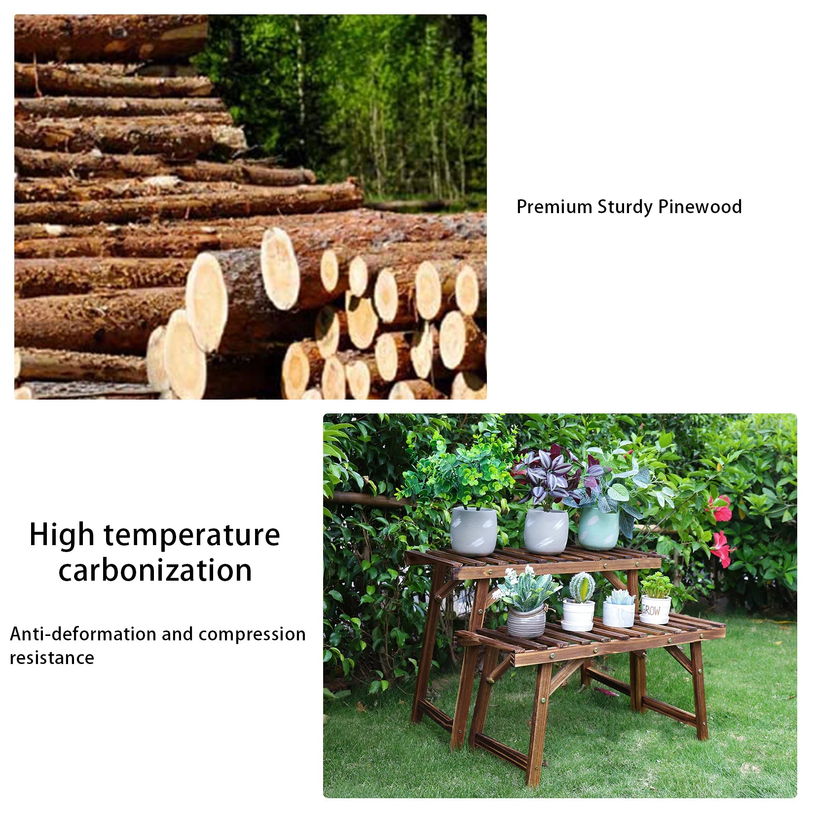 3 Tier Wood Ladder Shelf Corner Plant Stand