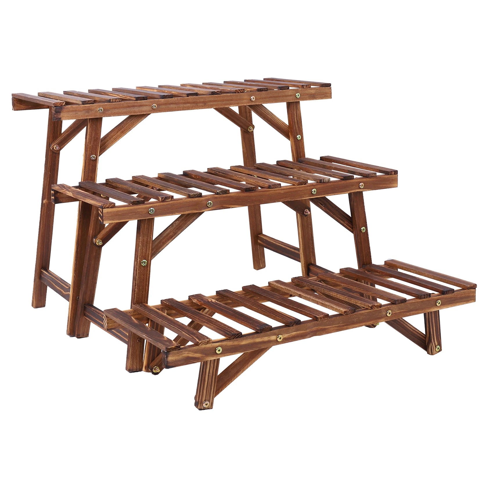 3 Tier Wood Ladder Shelf Corner Plant Stand