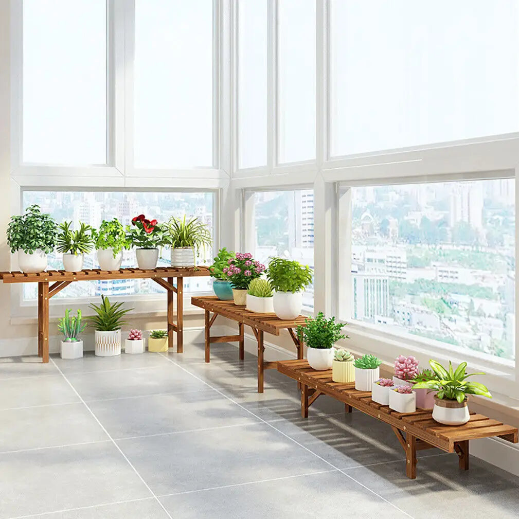 3 Tier Wood Ladder Shelf Corner Plant Stand