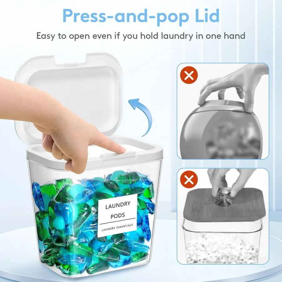 Laundry Pods Container with Popup Lid