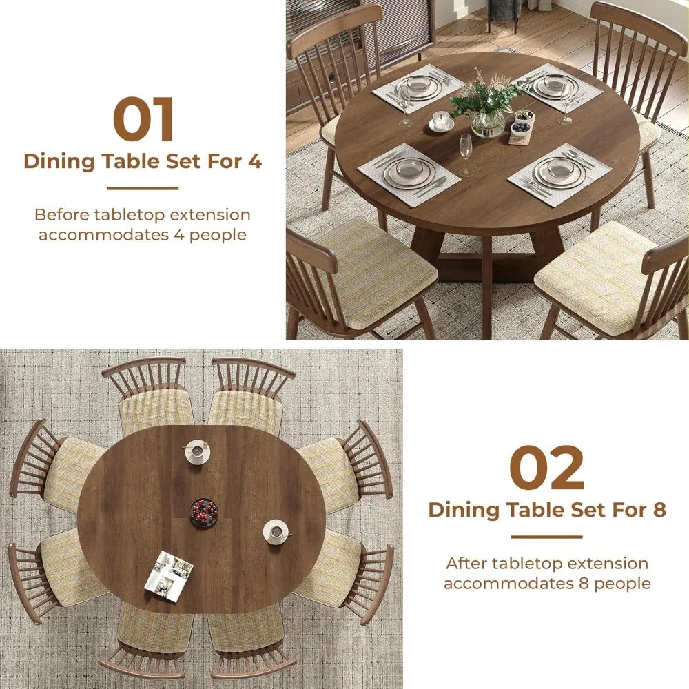 Extendable Round Dining Table