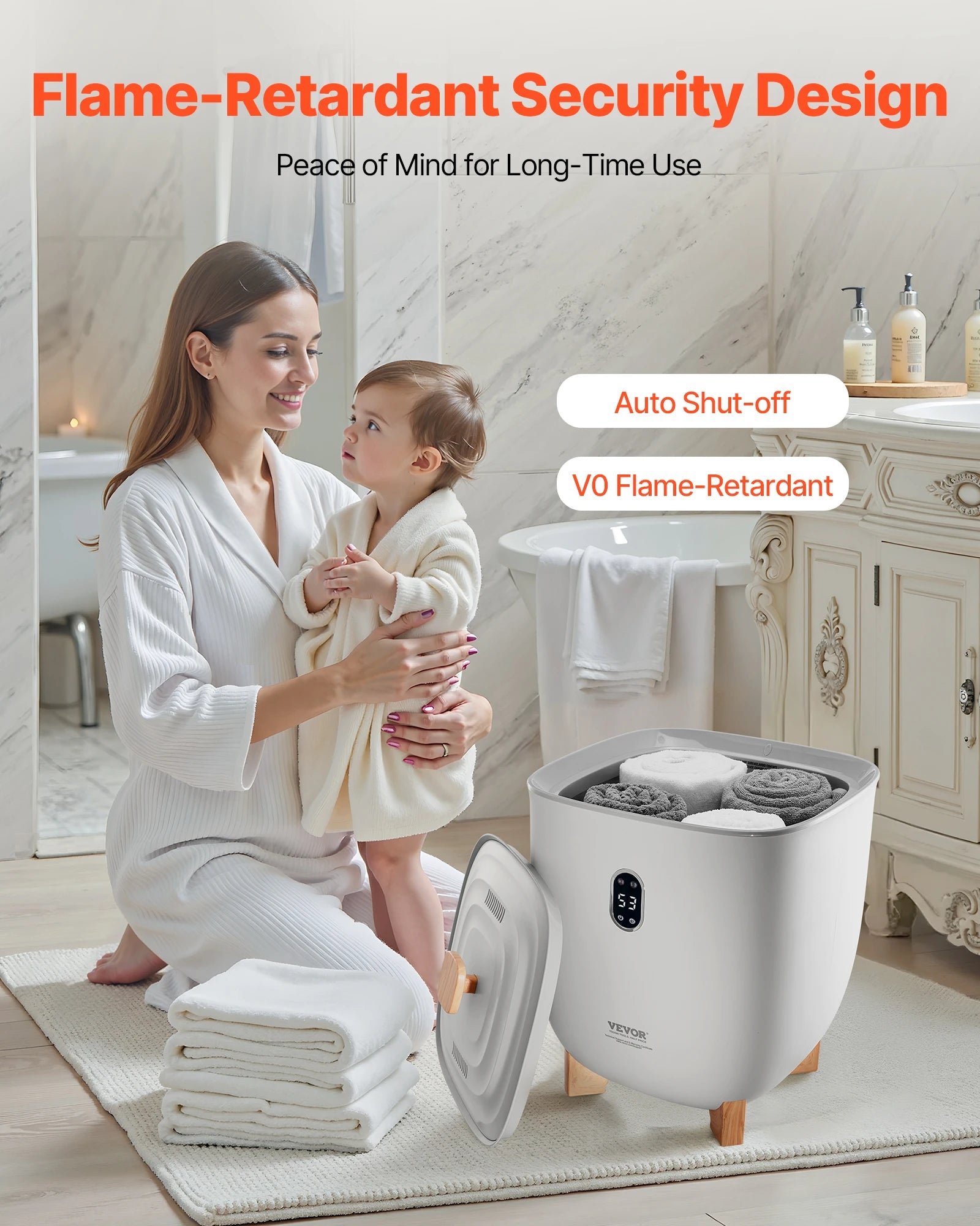 Heated Towel Warmer w/ LED Light Auto Shut off & Temperature Setting