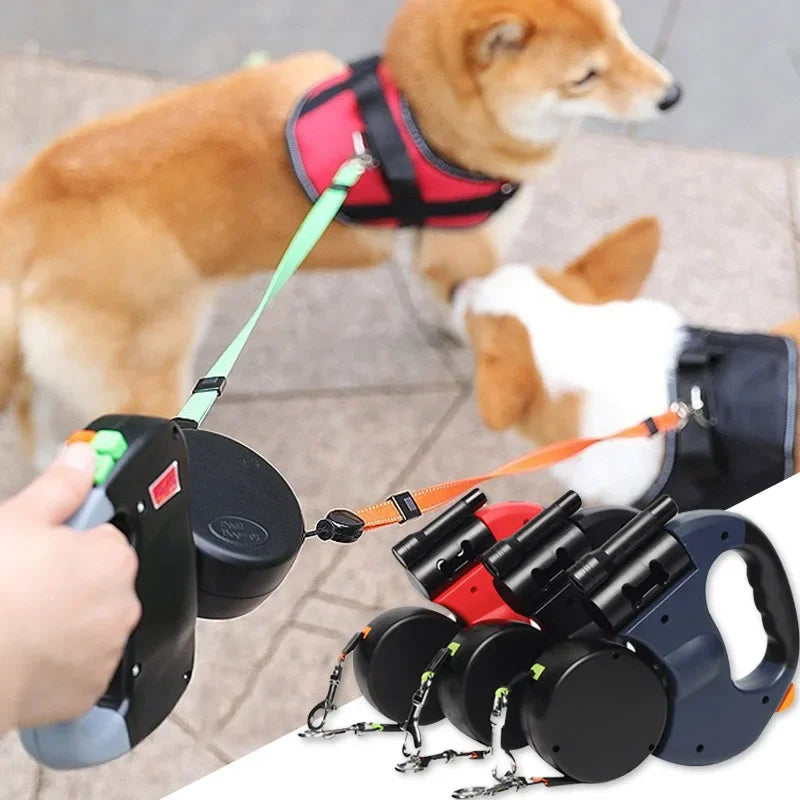 3in1 Double Head Automatic Retractable Dog Leash