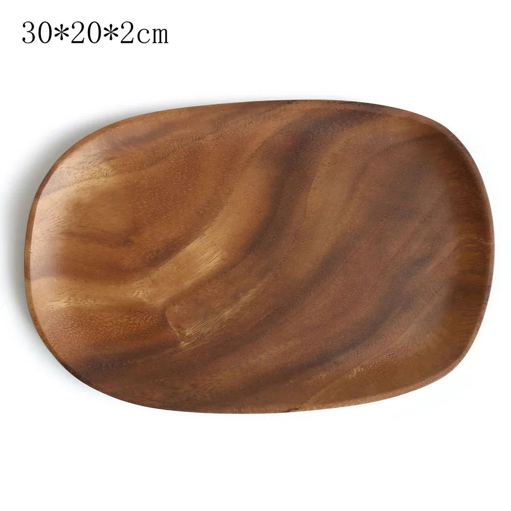 Walnut & Acacia Irregular Oval Solid Wooden dish