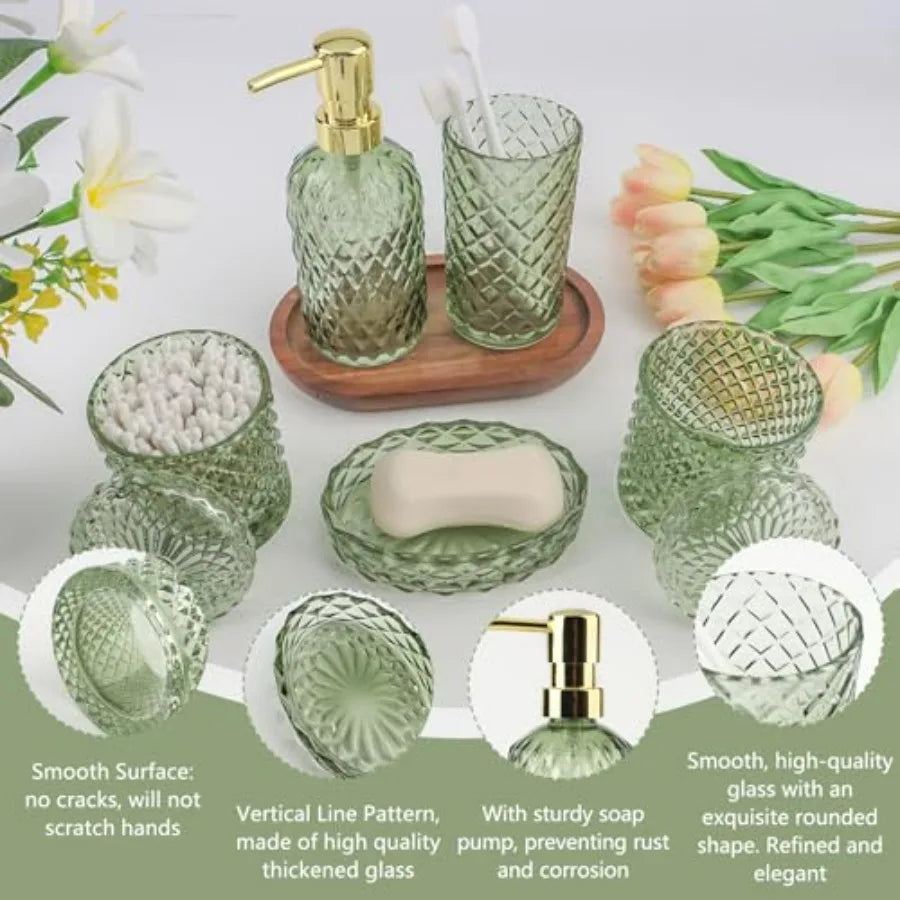 5Pcs Glass Bathroom Accessories Set