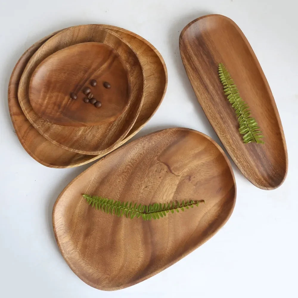 Walnut & Acacia Irregular Oval Solid Wooden dish
