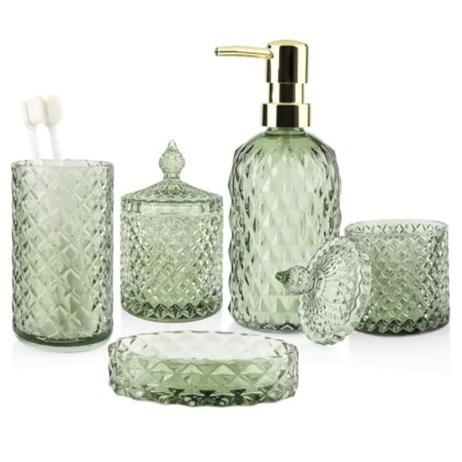 5Pcs Glass Bathroom Accessories Set