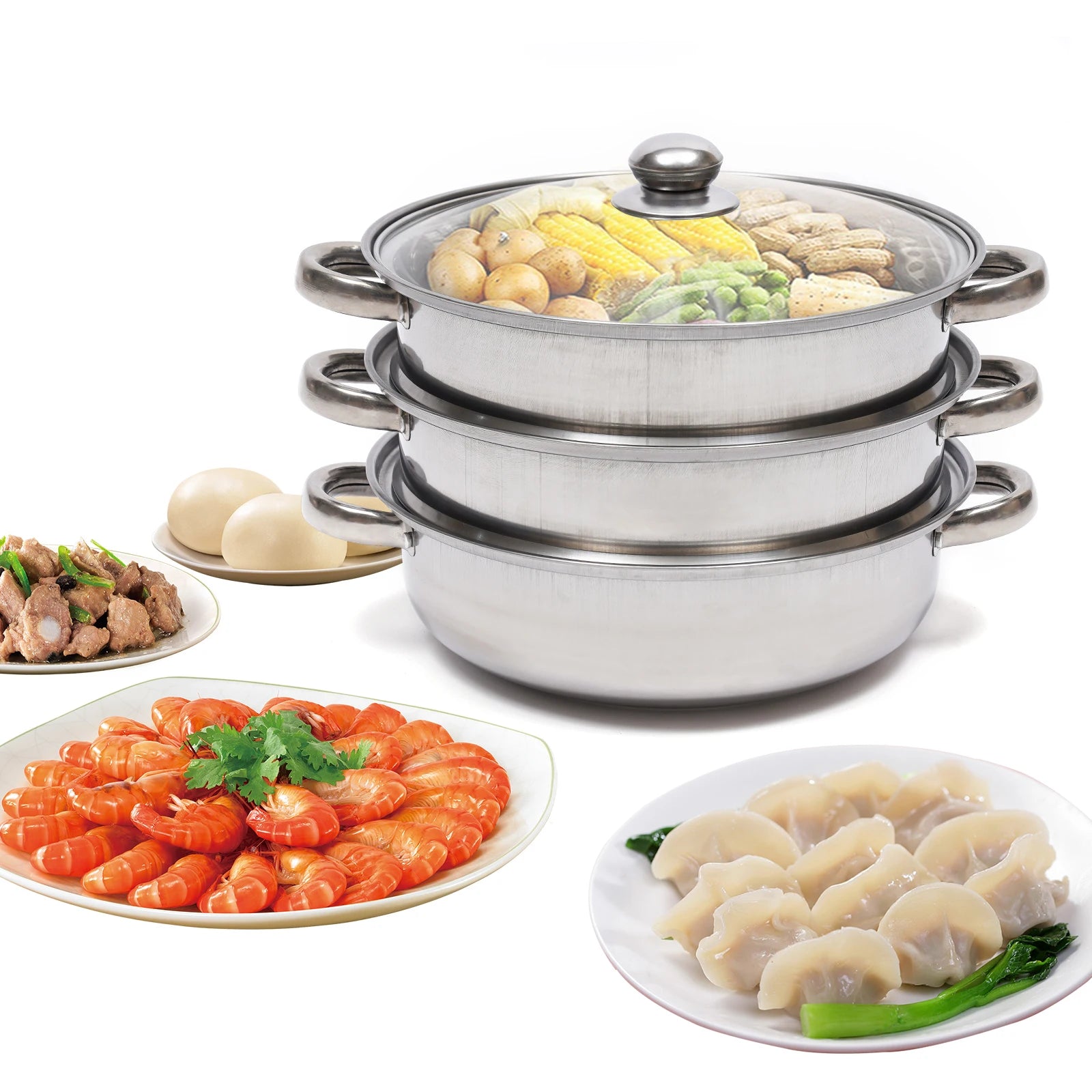 28CM Multi-Function 3 Tier Cook Food Veg Pot