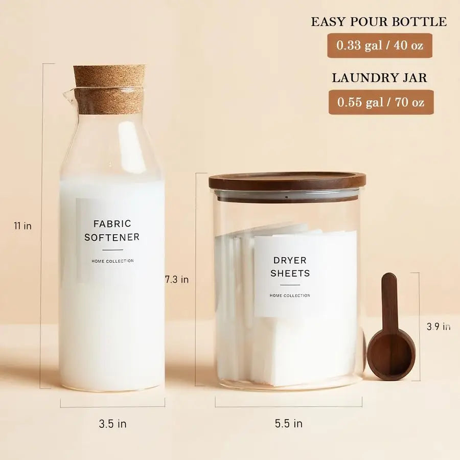 Glass Laundry Storage Containers Set