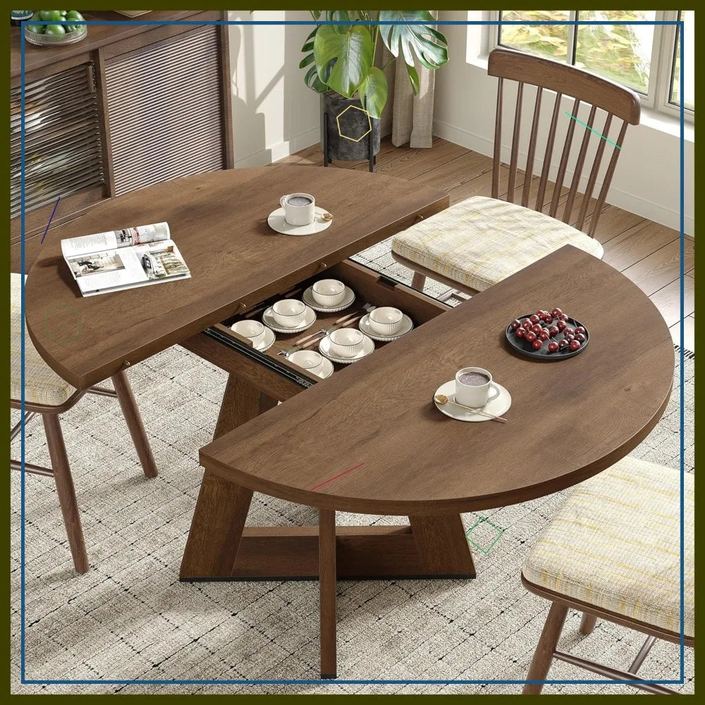 Extendable Round Dining Table