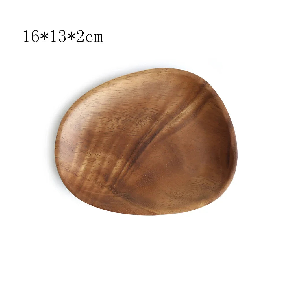 Walnut & Acacia Irregular Oval Solid Wooden dish