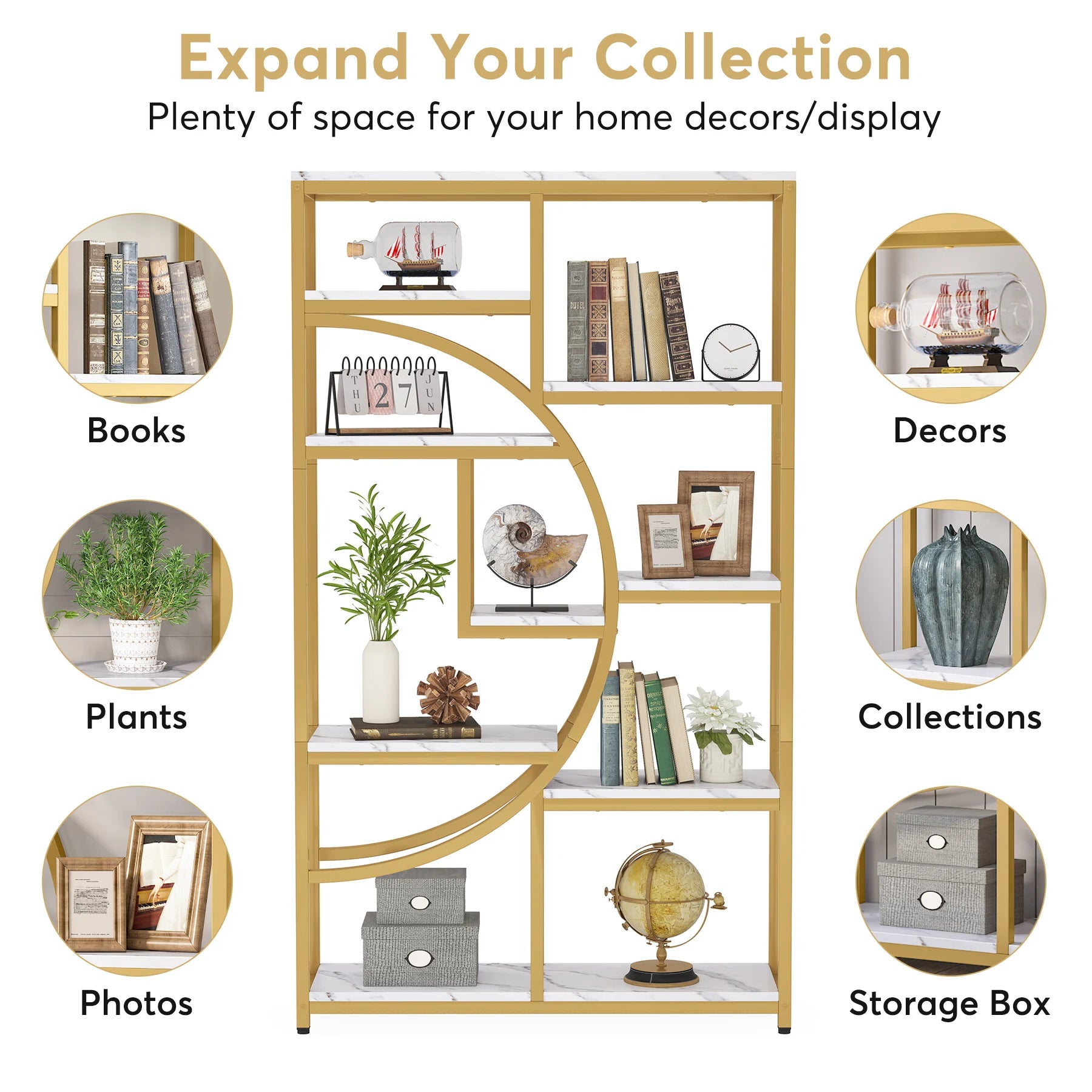 Tribesigns Bookshelf Industrial 5 Tier Etagere Bookcase