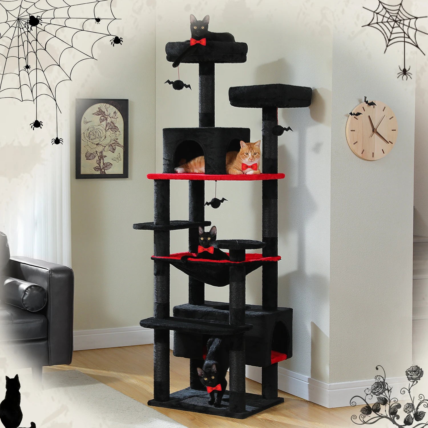 Large Cat Tree and Tower for Indoor Cats With Sisal-Covered Scratching Post