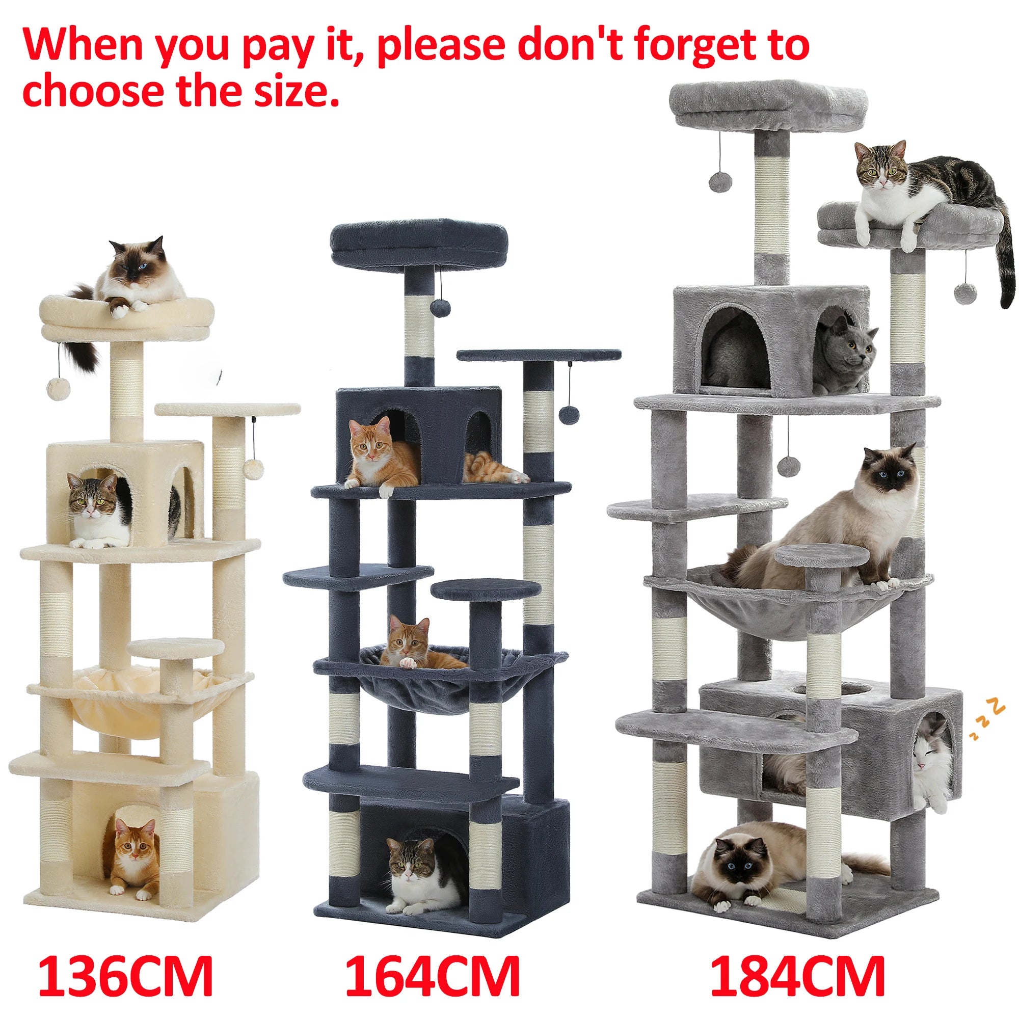 Large Cat Tree and Tower for Indoor Cats With Sisal-Covered Scratching Post