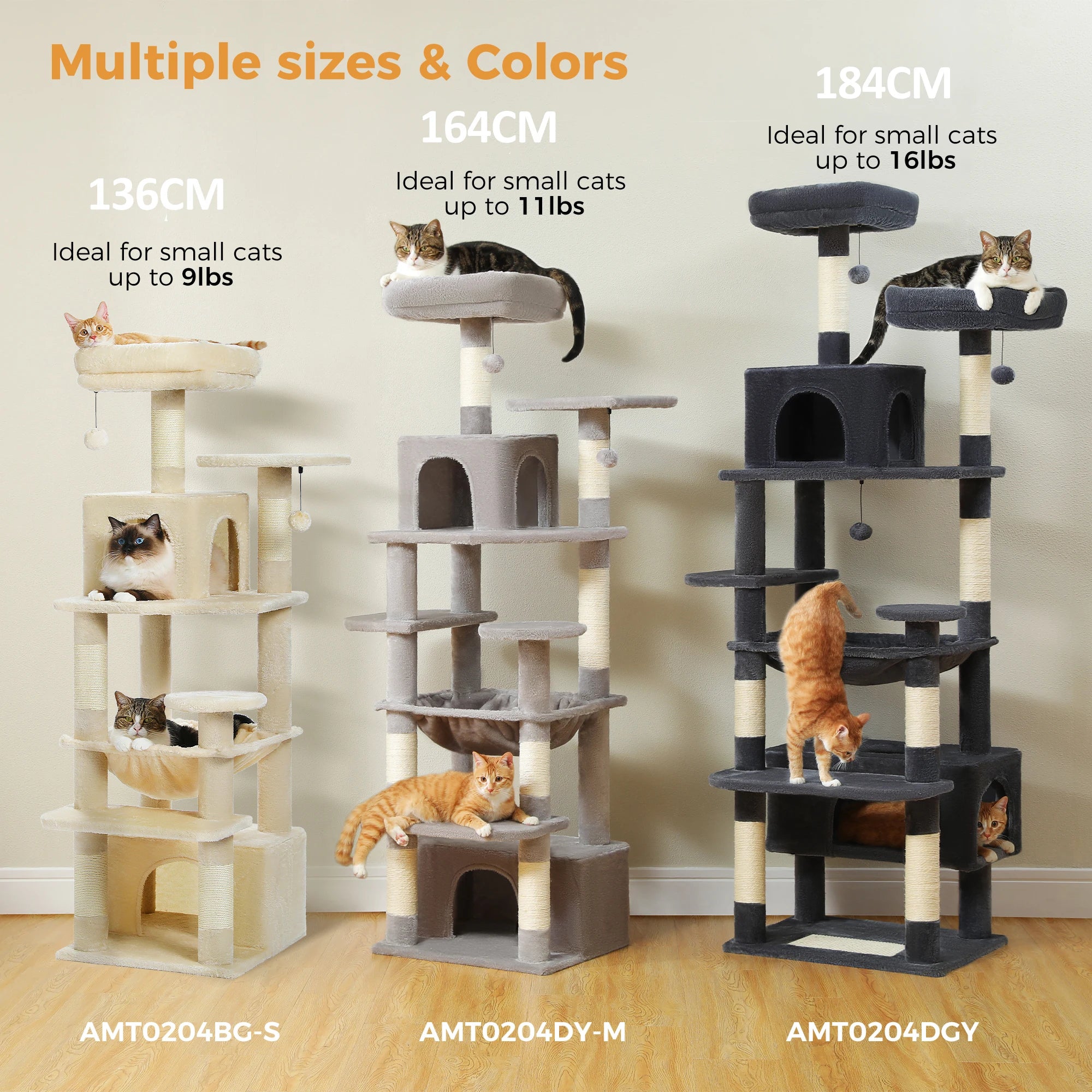 Large Cat Tree and Tower for Indoor Cats With Sisal-Covered Scratching Post