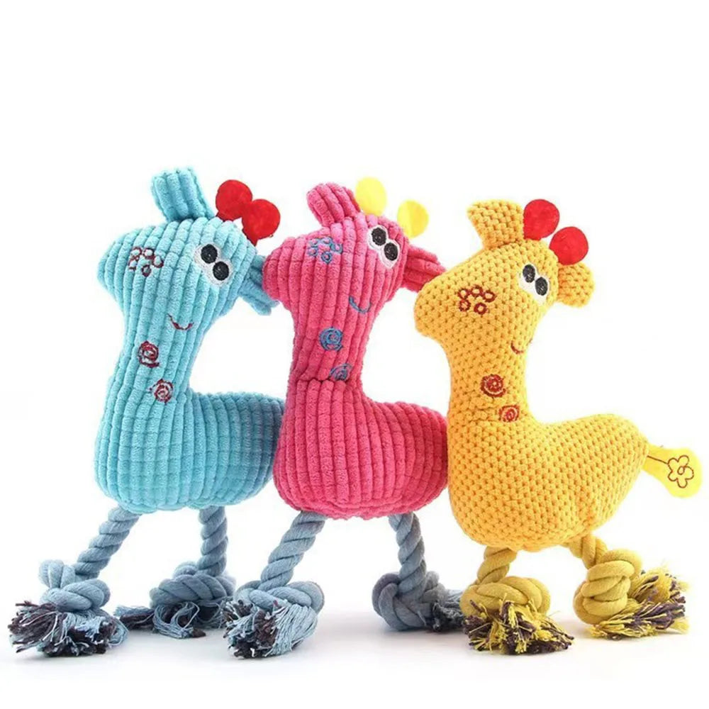 Pet Plush Toy: Bite-Resistant Animal Doll with Squeaker