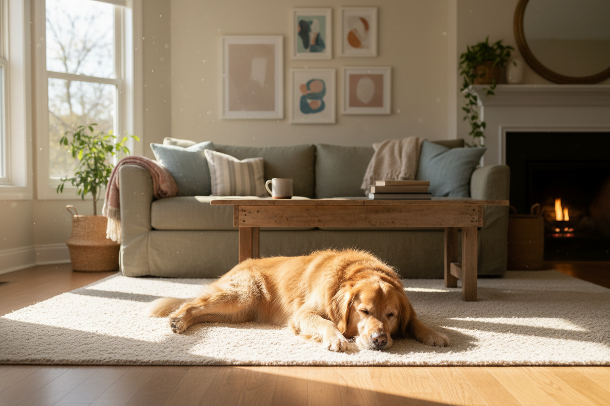 Dog Laying in a living room